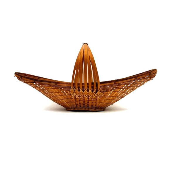 Large Woven Bamboo Easter Basket With Handle  - Rustic Farmhouse Decorative Cent - Picture 7 of 16